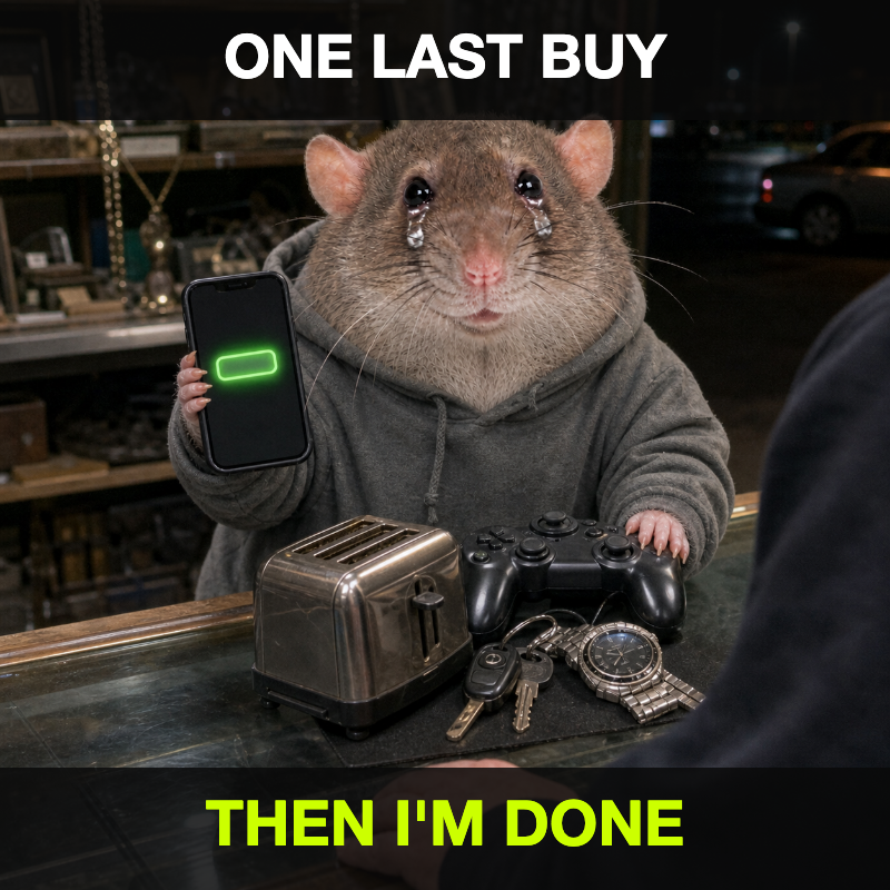 cashrat pawning everything for one last buy